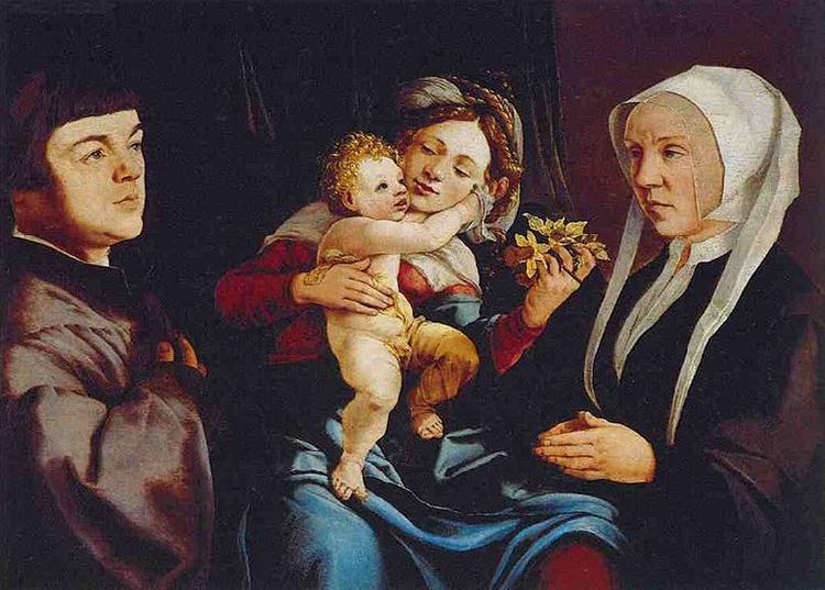 Jan van Scorel Madonna of the Daffodils with the Child and Donors